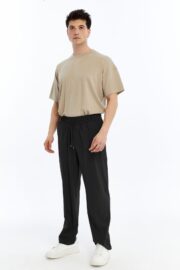 Erkek Oversize Paraşüt Kumaş Baggy Pantolon - Siyah - Görsel 9