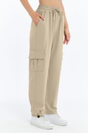 Kadın Oversize Paraşüt Kumaş Kargo Cep Pantolon - Bej - Görsel 3