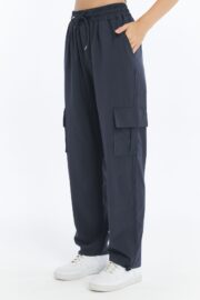 Kadın Oversize Paraşüt Kumaş Kargo Cep Pantolon - Füme - Görsel 9