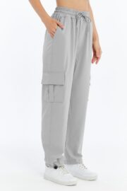 Kadın Oversize Paraşüt Kumaş Kargo Cep Pantolon - Gri - Görsel 3