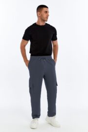 Erkek Oversize Paraşüt Kumaş Kargo Cep Pantolon - Füme - Görsel 8