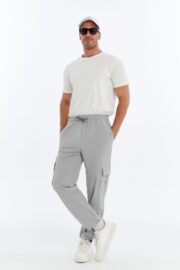 Erkek Oversize Paraşüt Kumaş Kargo Cep Pantolon - Gri - Görsel 8