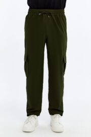 Erkek Oversize Paraşüt Kumaş Kargo Cep Pantolon - Haki - Görsel 8