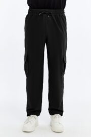 Erkek Oversize Paraşüt Kumaş Kargo Cep Pantolon - Siyah - Görsel 8