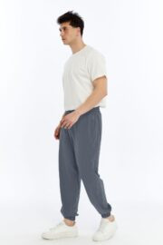 Erkek Oversize Paraşüt Kumaş Paçası Lastikli Pantolon – Füme - Görsel 8