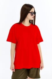 Kadın Oversize Kırmızı T-Shirt - Görsel 3