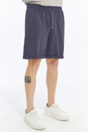 Erkek Oversize Duble Paça Penye Şort - Füme - Görsel 9