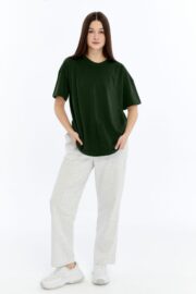Kadın Oversize Haki T-Shirt - Görsel 8