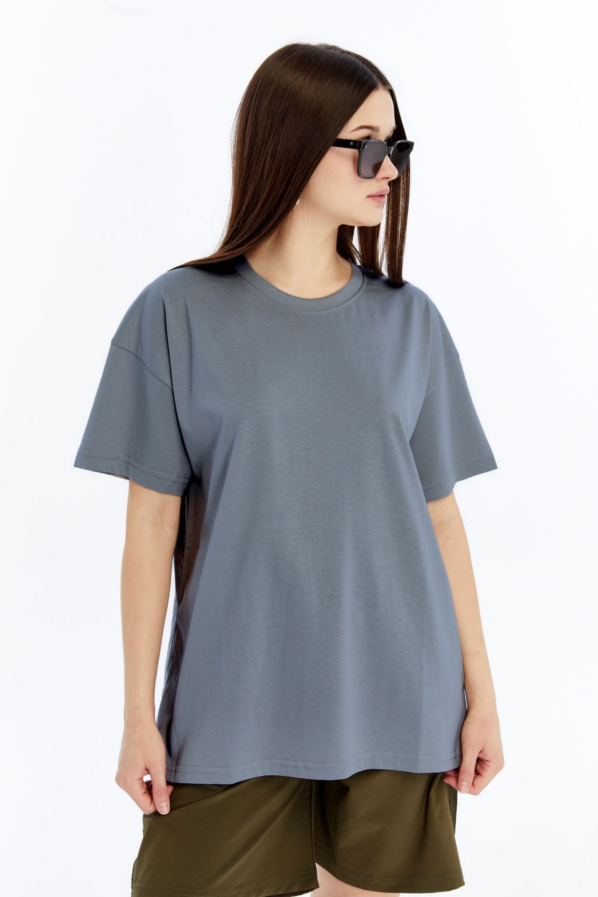 3 Kadın Oversize Füme T-Shirt - Görsel 1