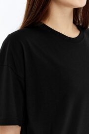 Kadın Oversize Siyah T-Shirt - Görsel 3