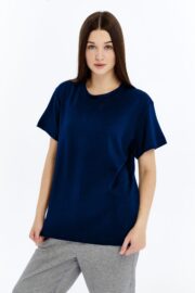 Kadın Modal Kumaş Regular Lacivert T-Shirt - Görsel 3