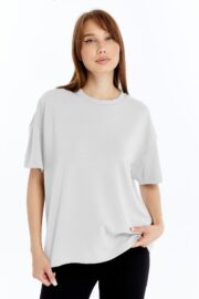 Kadın Modal Kumaş Oversize Beyaz T-Shirt - Görsel 9