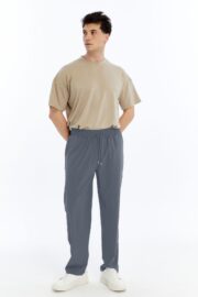 Erkek Oversize Paraşüt Kumaş Baggy Pantolon - Füme - Görsel 3