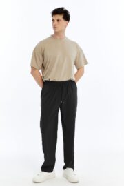 Erkek Oversize Paraşüt Kumaş Baggy Pantolon - Siyah - Görsel 3