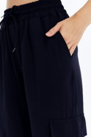 Kadın Oversize Paraşüt Kumaş Kargo Cep Pantolon - Lacivert - Görsel 9