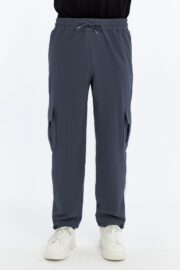 Erkek Oversize Paraşüt Kumaş Kargo Cep Pantolon - Füme - Görsel 3