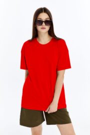 Kadın Oversize Kırmızı T-Shirt - Görsel 8