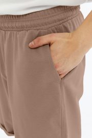 Erkek Oversize Duble Paça Penye Şort - Sütlü Kahve - Görsel 10
