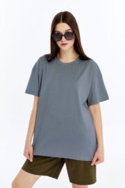 Kadın Oversize Füme T-Shirt - Görsel 9