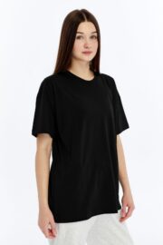 Kadın Oversize Siyah T-Shirt - Görsel 9