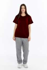 Kadın Modal Kumaş Regular Bordo T-Shirt - Görsel 9
