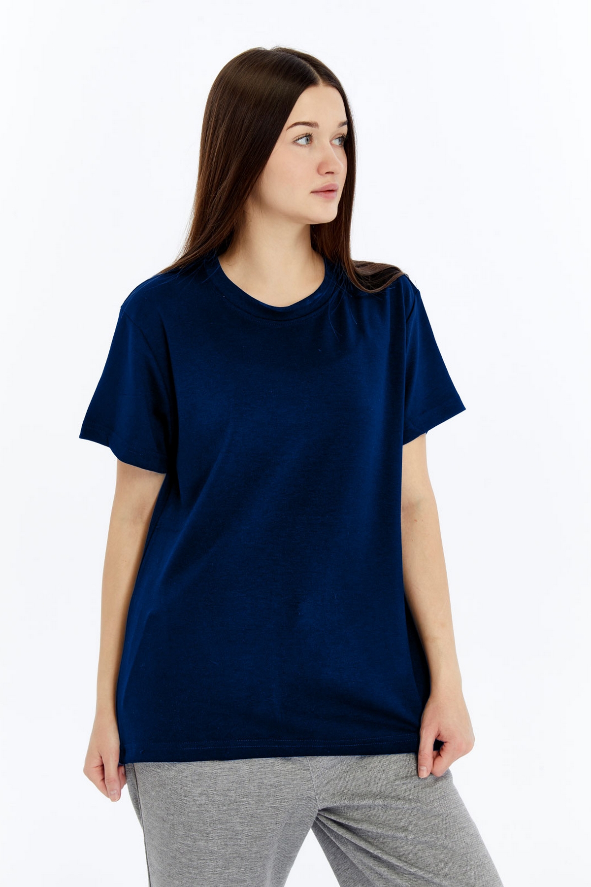 5 Kadın Modal Kumaş Regular Lacivert T-Shirt - Görsel 1