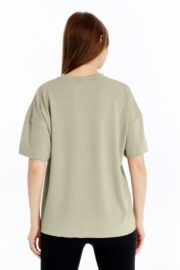 Kadın Modal Kumaş Oversize Su Yeşili T-Shirt - Görsel 4