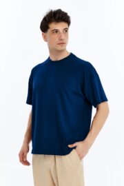 Erkek Modal Kumaş Oversize Lacivert T-Shirt - Görsel 9