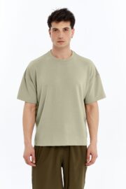 Erkek Modal Kumaş Oversize Su Yeşili T-Shirt - Görsel 8