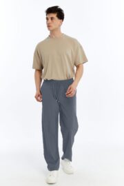 Erkek Oversize Paraşüt Kumaş Baggy Pantolon - Füme - Görsel 10