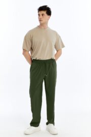 Erkek Oversize Paraşüt Kumaş Baggy Pantolon - Haki - Görsel 11