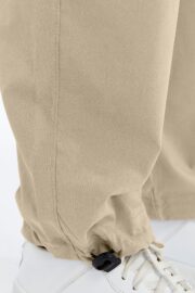 Kadın Oversize Paraşüt Kumaş Kargo Cep Pantolon - Bej - Görsel 4