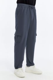 Erkek Oversize Paraşüt Kumaş Kargo Cep Pantolon - Füme - Görsel 9