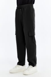 Erkek Oversize Paraşüt Kumaş Kargo Cep Pantolon - Siyah - Görsel 9