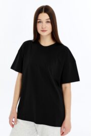 Kadın Oversize Siyah T-Shirt - Görsel 4
