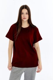 Kadın Modal Kumaş Regular Bordo T-Shirt - Görsel 4