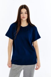 Kadın Modal Kumaş Regular Lacivert T-Shirt - Görsel 4