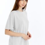 Kadın Modal Kumaş Oversize Beyaz T-Shirt
