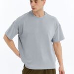 Erkek Modal Kumaş Oversize Gri T-Shirt