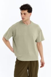 Erkek Modal Kumaş Oversize Su Yeşili T-Shirt - Görsel 4