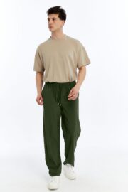 Erkek Oversize Paraşüt Kumaş Baggy Pantolon - Haki - Görsel 4