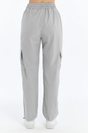 Kadın Oversize Paraşüt Kumaş Kargo Cep Pantolon - Gri - Görsel 11