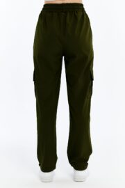 Kadın Oversize Paraşüt Kumaş Kargo Cep Pantolon - Haki - Görsel 4