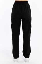 Kadın Oversize Paraşüt Kumaş Kargo Cep Pantolon - Siyah - Görsel 4