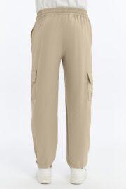 Erkek Oversize Paraşüt Kumaş Kargo Cep Pantolon - Bej - Görsel 10