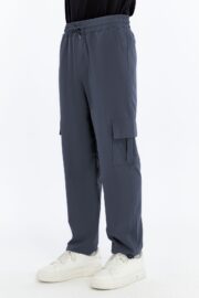 Erkek Oversize Paraşüt Kumaş Kargo Cep Pantolon - Füme - Görsel 4
