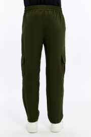 Erkek Oversize Paraşüt Kumaş Kargo Cep Pantolon - Haki - Görsel 4