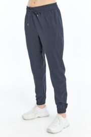 Kadın Oversize Paraşüt Kumaş Paçası Lastikli Pantolon - Füme - Görsel 12