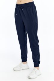 Kadın Oversize Paraşüt Kumaş Paçası Lastikli Pantolon - Lacivert - Görsel 12