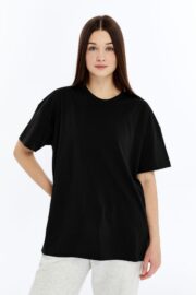 Kadın Oversize Siyah T-Shirt - Görsel 10